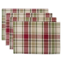DII Fall Basics Collection 100% Cotton, Machine Washable, Tabletop, Placemat Set, 13x19, Homespun Plaid, 4 Piece