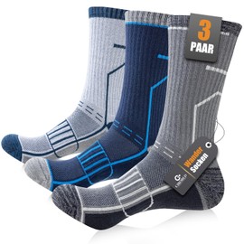 Circorld Wandersocken Herren & Damen, Atmungsaktiv Outdoor Socken Baumwolle Sportsocken, Anti Blasen & Geposltert Trekkingsocken Laufsocken Tennissocken Arbeitssocken, 3 Paar 37-42