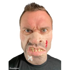 Rubber Johnnies THUG HALF Face MASK, BANDAGE, TEETH, FUNNY COSTUME MASKS, BOUNCER, One Size