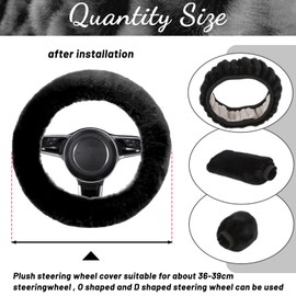 Taozoey Steering Wheel Cover, Pack of 3, Winter Steering Wheel Cover, Gear Shift Cover and Steering Wheel Protector, Car Universal Steering Wheel Cover, Plush, Soft, Comfortable, Car Winter