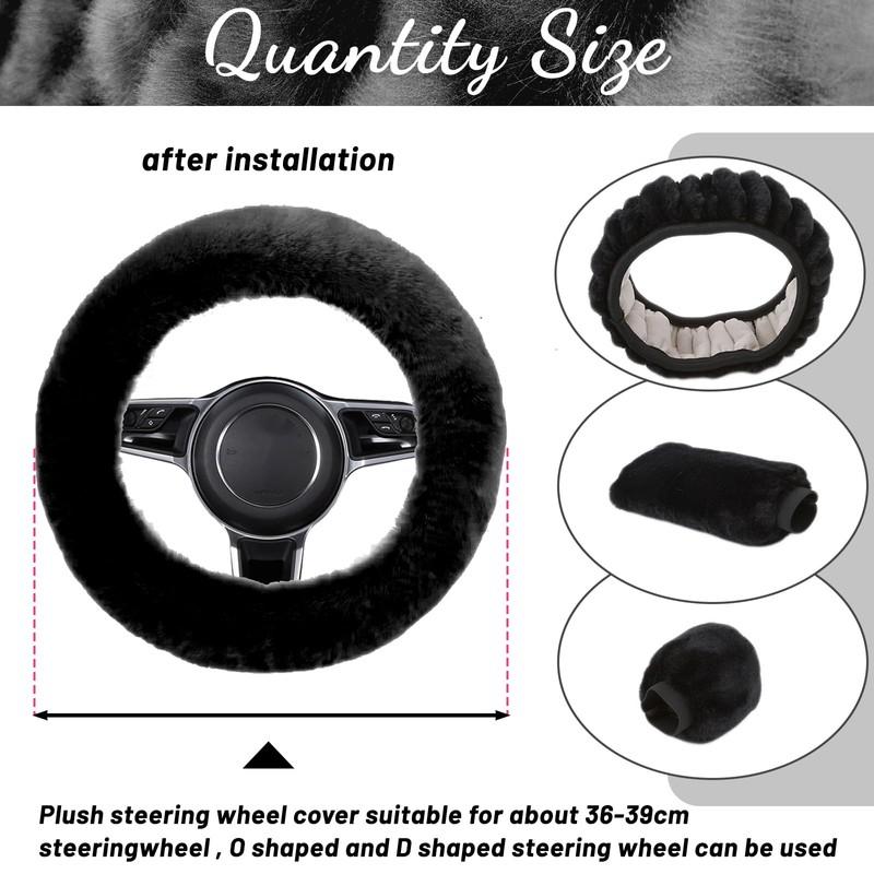 Taozoey Steering Wheel Cover, Pack of 3, Winter Steering Wheel
