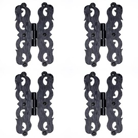 4 Pack 4 Inch Black Wrought Iron Hinges - Hand Forged Wrought Iron Door Hinges – Rustic Iron Hinges for Farmhouse Shutters, Chests, Barn Doors, Shutter and Gates – The Hacienda Series
