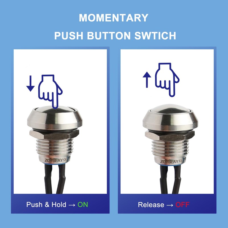 Zoyseay 12mm Mini Push Button Switch Push On/Off Silver or
