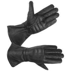 Hugger Ladies Water Resistant Classic Deerskin Gauntlet Glove (Small, Black)