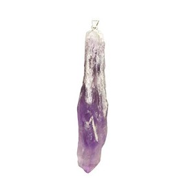 KRIO – 1 x Filigraner Amethyst Kristall Handschmeichler als Anhänger mit Silberöse - 70-80mm lang (Amethyst Kristall 1)