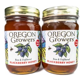 Oregon Growers Raw & Unfiltered Blackberry Honey - Organic Honey, Raw Honey, Organic Raw Honey, Raw Unfiltered Honey, Organic Blackberry Honey, All Natural Ingredients - 18 Oz (Pack of 2)