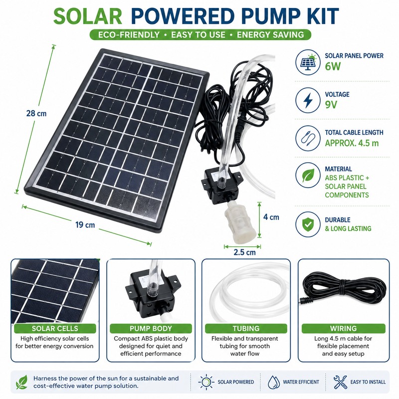 Solar Pond Water Pump for Outdoor Circulation – 9V 6W