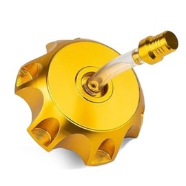 E-riding Gas Fuel Tank Cover Cap, CNC Aluminum Alloy Hexagonal Dirt Bikes Gas Cap with Breather Valve for 50cc 70cc 90cc 110cc 125cc 140cc 150cc 160cc Pit Dirt Motor Bike, Not Fit for ATV (Gold)