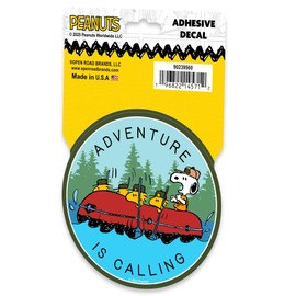 Peanuts Snoopy Adventure is Calling Adhesive Vinyl Decal - Fun Snoopy Canoe Sticker for Car, Water Bottle or Laptop