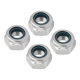 QUARKZMAN M10 x 1 mm Hex Lock Nuts x 4 Pieces 304 Stainless Steel Metric Fine Hexagonal Locking Nuts for Piping Car Engines [Silver Tone]