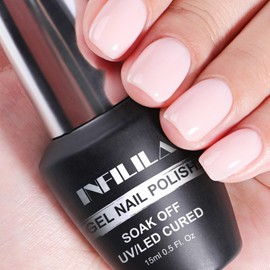 NXJ INFILILA Nude Pink Gel Nail Polish, 15ml Baby Pink Nail Polish Nude Gel Polish Jelly Sheer Translucent Gel Nail Polish Long Lasting Hema Free Nail Art Gift for Manicure, Milky Pink