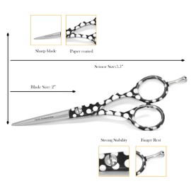 Élan Bare Professional Hair Cutting Scissors, Japanese J2 Stainless Steel, Ergonomic Design with Finger Rest, Adjustable Tension, Silent Operation