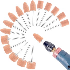 GOOMAND Whetstone with Shaft, Cylindrical, Cannonball Type, Polishing Bit, 0.1 inch (3 mm) Shaft, Set of 45, For Grinding, Deburring, Chamfering of Stone, Metal, Non-Ferrous Metals, Etc