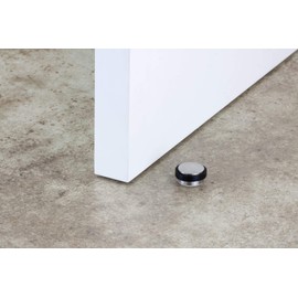 EVI|Adhesive Door Stop| Stainless Steel with Black Rubber|High Resistance