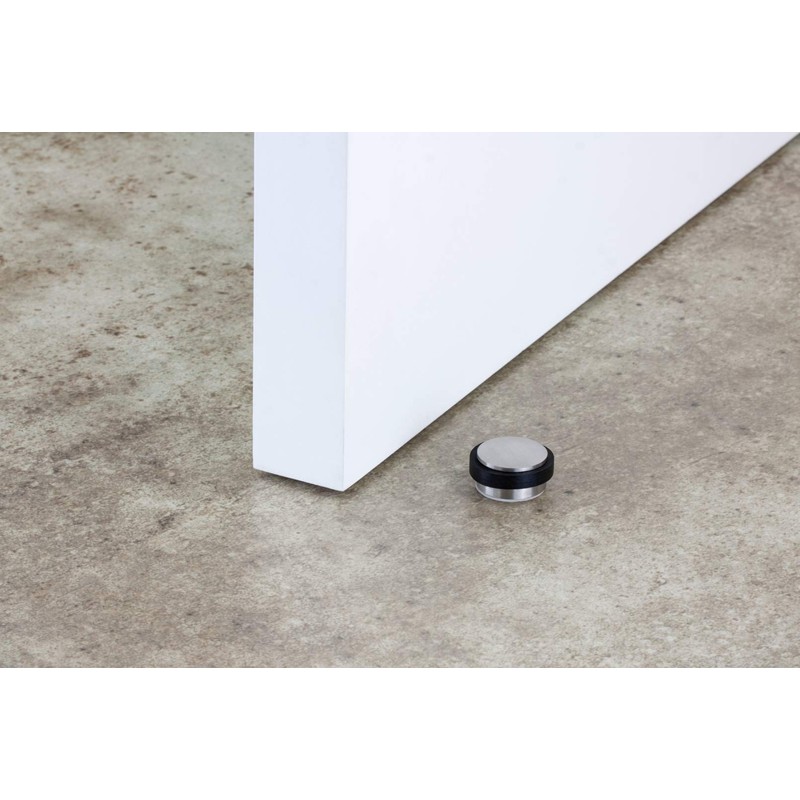 EVI|Adhesive Door Stop| Stainless Steel with Black Rubber|High Resistance