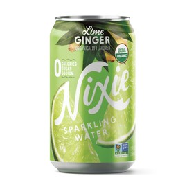 Nixie Sparkling Water, Lime Ginger | 12 fl oz cans, 24 pack | Organic, Vegan, Non-GMO, Gluten Free, 0 Calories, 0 Sugar, 0 Sodium
