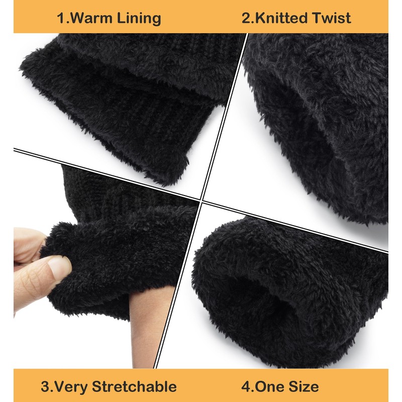 Eohak Winter Warm Mittens for Women - Knit Gloves Soft