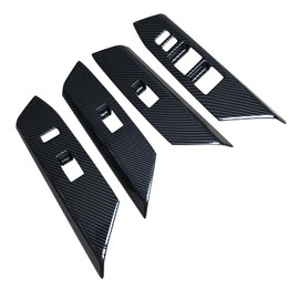 ruihe 4pc Carbon Fiber Color Automobile Door Window Control Panel Cover Trim Fit for Toyota RAV4 2013 2014 2015 2016 2017 2018 North American Version