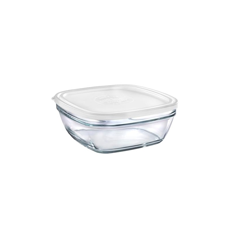 Duralex - Lys Square Stackable Bowl with White Lid, Set