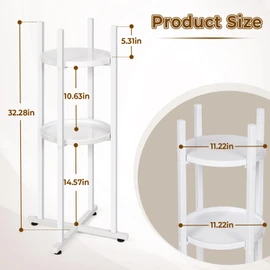 Retyion Water Dispenser Stand 5 Gallon Water Jug Stand Sturdy Water Stand(32.8" H-11.2" W) Water Jug Stand with 2 Round Shelfs for 1-5 Gallon Water Bottles/Crocks, Water Jug and Plant Stand (White)