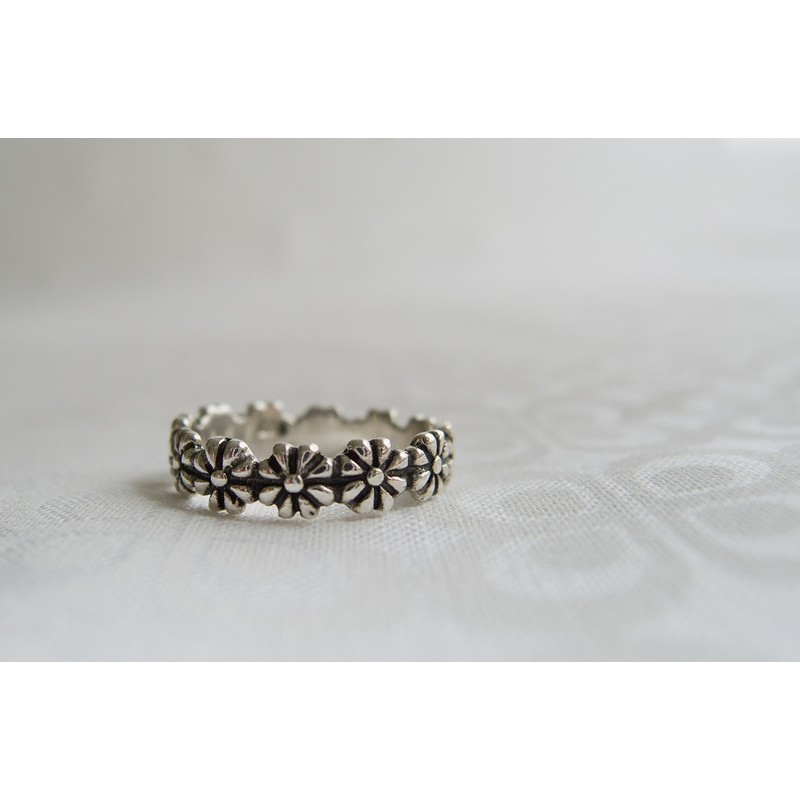 Sterling Silver Daisy Chain Ring, Flower Ring, I Pick You