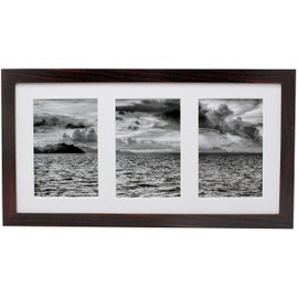 8x16 Collage Dark Cherry Picture Frame with Three 4x6 Inch Openings - Wide Molding - Includes Both Attached Hanging Hardware and Desktop Easel - Display Three 4 x 6 Photos Horizontal or Vertical