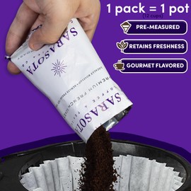 Dark French Roast Packets – 2oz Pre-Measured Ground, Cubano European Style, Low Acid Mold-Free Singles for 12-Cup Drip Makers | 12 Count by Sarasota Coffee