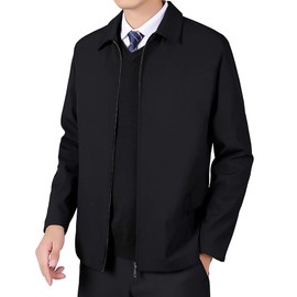 netero Easy Jacket, Men's Business Blouson, Solid, Outerwear, Work, Casual, Lightweight, Thin, Autumn, Winter, Spring, Black