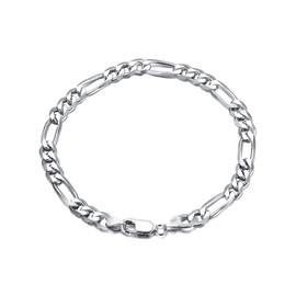 XUEBAIFU Men's 925 Silver Figaro Chain Bracelets for Men Width 6 mm Length 20 cm Silver Bracelet Gifts for Dad Boyfriend
