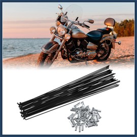 INFINAUTO 40 Pcs Bicycle Steel Spokes 14G Bike Spoke 266mm Length with Nipples for Most Bicycle Stylish Design