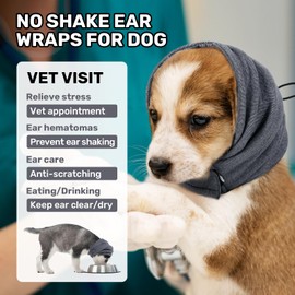 Leotrag Dog Calming Hoodie, No Flap/Shake Ear Wraps for Dogs, Dog Ear Muffs for Noise Protection, Adjustable Ear Wrap Head Cover for Dog Head Warp Anxiety Relief, Hematoma, Grooming and Force Drying