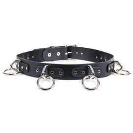 Snap On Bondage Punk Rock Star Metal Silver Ring Full Grain Cowhide Leather Belt By Funk Plus USA (S-32)