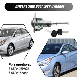 XQSMWF Left Driver Door Lock Cylinder 2 Keys Compatible with Hyundai Sonata 2009-2014 Compatible with Sonata Hybrid 2011-2015 Silver # 81970-3SA00 819703SA00