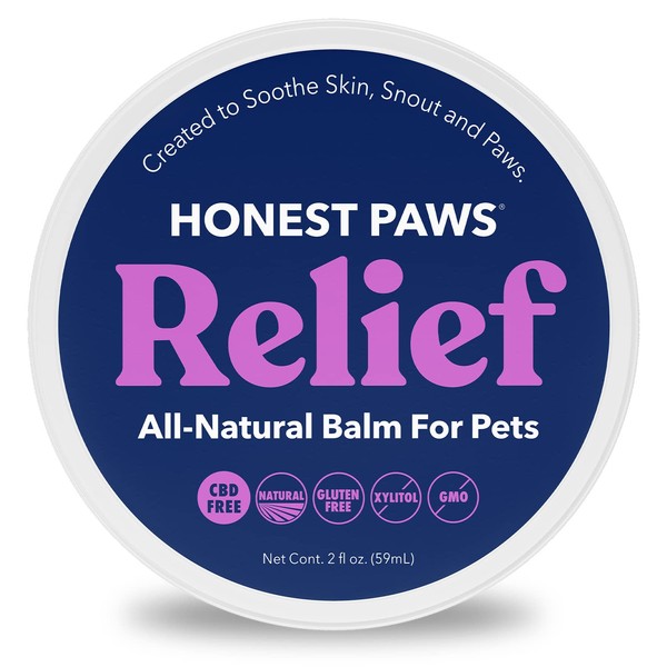 Honest Paws Dog Paw and Elbow Balm - Pad Relief Soothes and Moisturizes Protection Wax - All Natural All Weather Foot Butter Heals Repairs Pet Paws and Noses from Heat and Cold - 2 Oz
