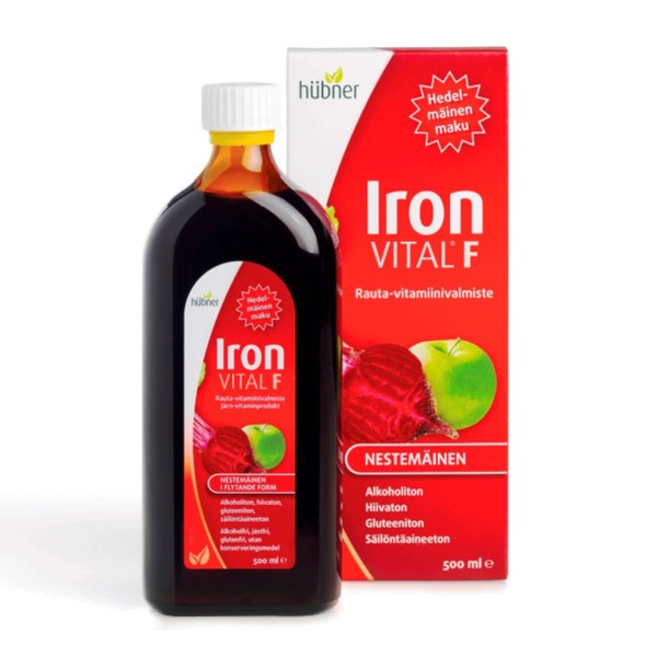 Hubner Iron Vital, Liquid Iron Supplement (Great Tasting!), 500ml / Natural Fruit Flavour