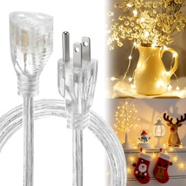 3 Prong Clear Extension Cord - 6 FT Male to Female Invisible Indoor Power Cable, UL-Certified, 3 x 18 AWG 250V 6A