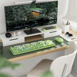 FCPLU x UBOTIE Colorful Wireless Keyboard and Mouse Combo, Full-Sized Office Keyboard with Typewriter Flexible Keys, 2.4GHz Dropout-Free Connection, Optical Mouse for PC Laptop(Green Colorful)