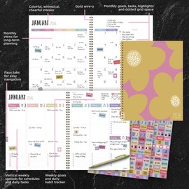 TF Publishing July 2025 - June 2026 Biggest Blooms Large Weekly Monthly Planner - 12 Month Academic Planner 2025-2026 with Durable Cover, Thick Uncoated Paper, and Planning Stickers - 9in x 11in