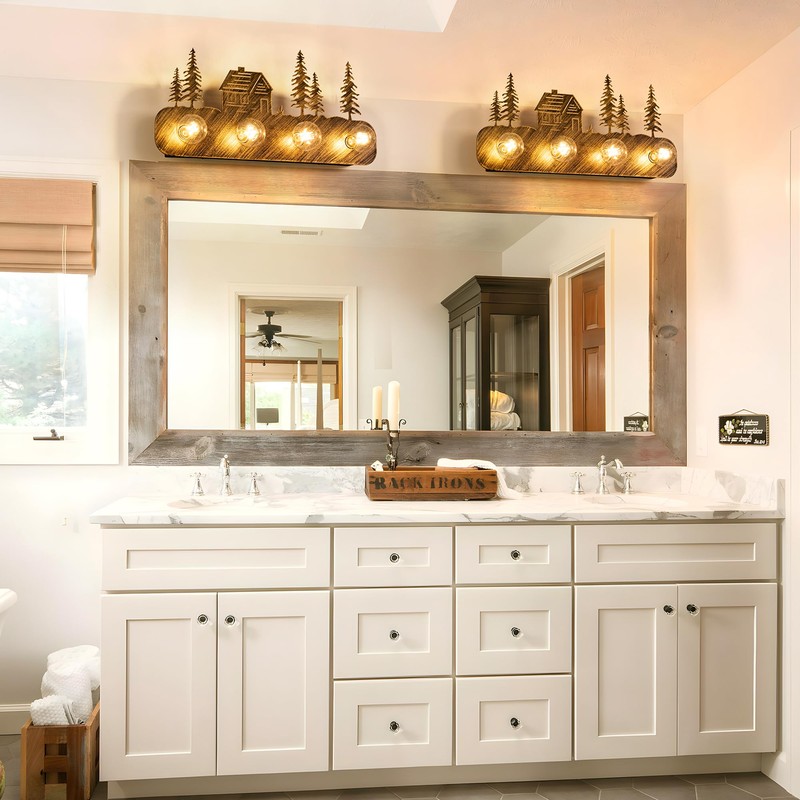 TOCHIC Rustic Bathroom Light Fixtures, 4 Lights Farmhouse Bathroom Vanity