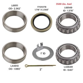 Ajanta Industrial Boat &Utility Trailer Hub Bearing Fit-3500 1-1/16 & 1-3/8 "L44649/10 & L68149/11