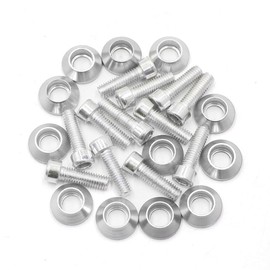 12 Pcs 6mm Thread Silver Tone Aluminum Alloy Motorcycle License Plate Frame Bolts Screws 1996-2023