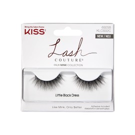 KISS Lash Couture Faux Mink Collection 1 Pair of False Lashes, Little Black Dress, Ultrafine, Tapered, Synthetic Fake Lashes includes Lash Glue