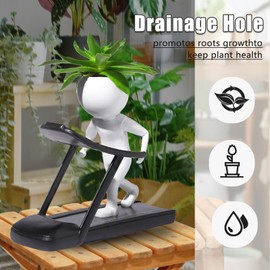 Xyeyo Small Sporting Succulent Plant Pot Mini Planter Artificial Succulent Flowers Pot Positive Yoga Resin Desk Home Indoor Decor Pots for Weight Lifting Treadmill (Treadmill)