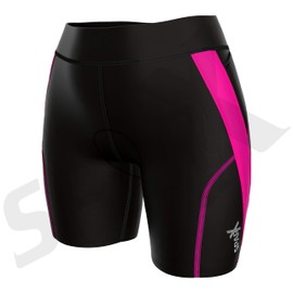 Sparx Performance - Pantalones cortos de triatlón para mujer, triatlón para bicicleta, de 7 pulgadas, Negro (Black/Aqua), XX-Large