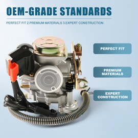 GY6 49CC 50CC Carburetor Compatible with Taotao Go Kart 4 Stroke 139QMB Scooter Moped PD18J Carb Engine with Intake Manifold