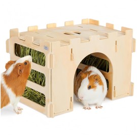 Wooden Hay Rack, Rabbit Hay Feeder for Cage, Feeding Station for Rabbits, Guinea Pigs, Chinchilla, 31 x 21 x 21 cm