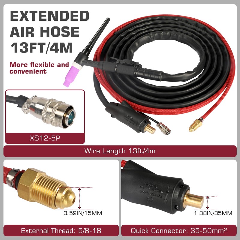 ARCCAPTAIN TIG Torch with High-Frequency Ignition, WP-17 Air-cooled Argon TIG