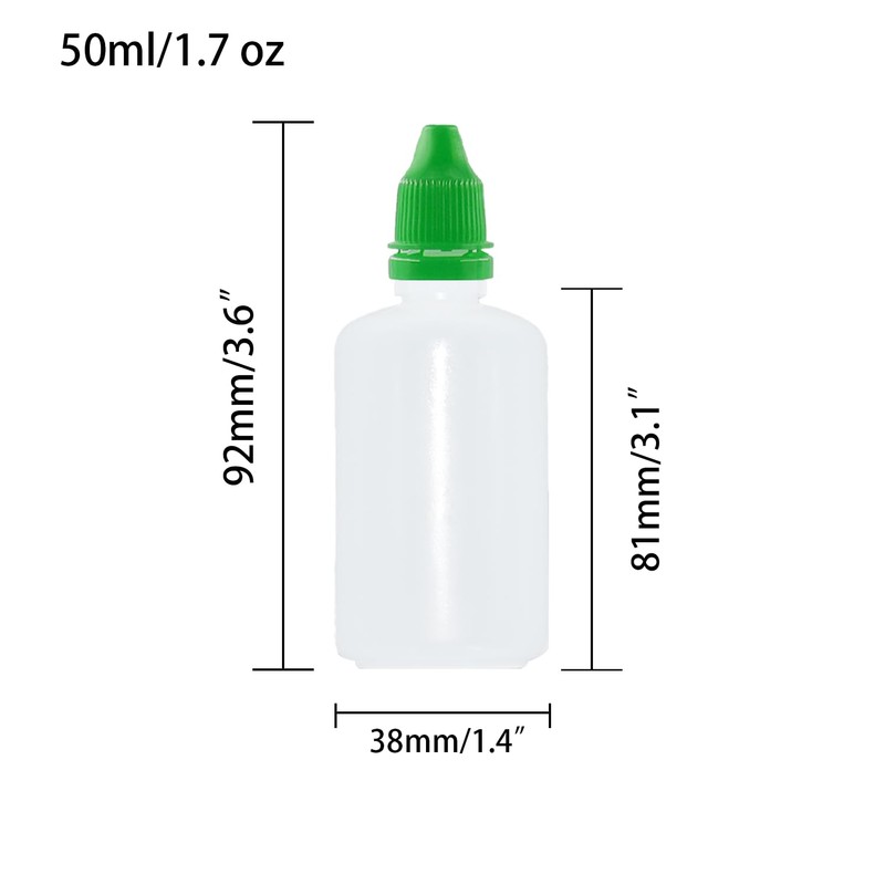 Boguish 2Pcs Plastic Dropper Bottles, 50ml/1.7 oz Empty Squeezable Dropper