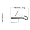 LLB Screw Hooks Pack of 3pcs 6 inch Heavy Duty