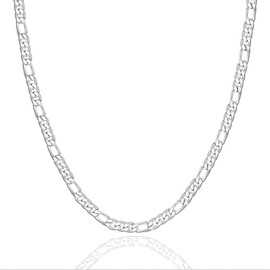 925 Sterling Silver Figaro Chain Necklace 5mm – Sterling Silver Chain for Men and Women, Durable Mens Silver Chain, Hypoallergenic Nickel-Free Silver Necklace, Waterproof, Lobster Clasp, Gift Ready